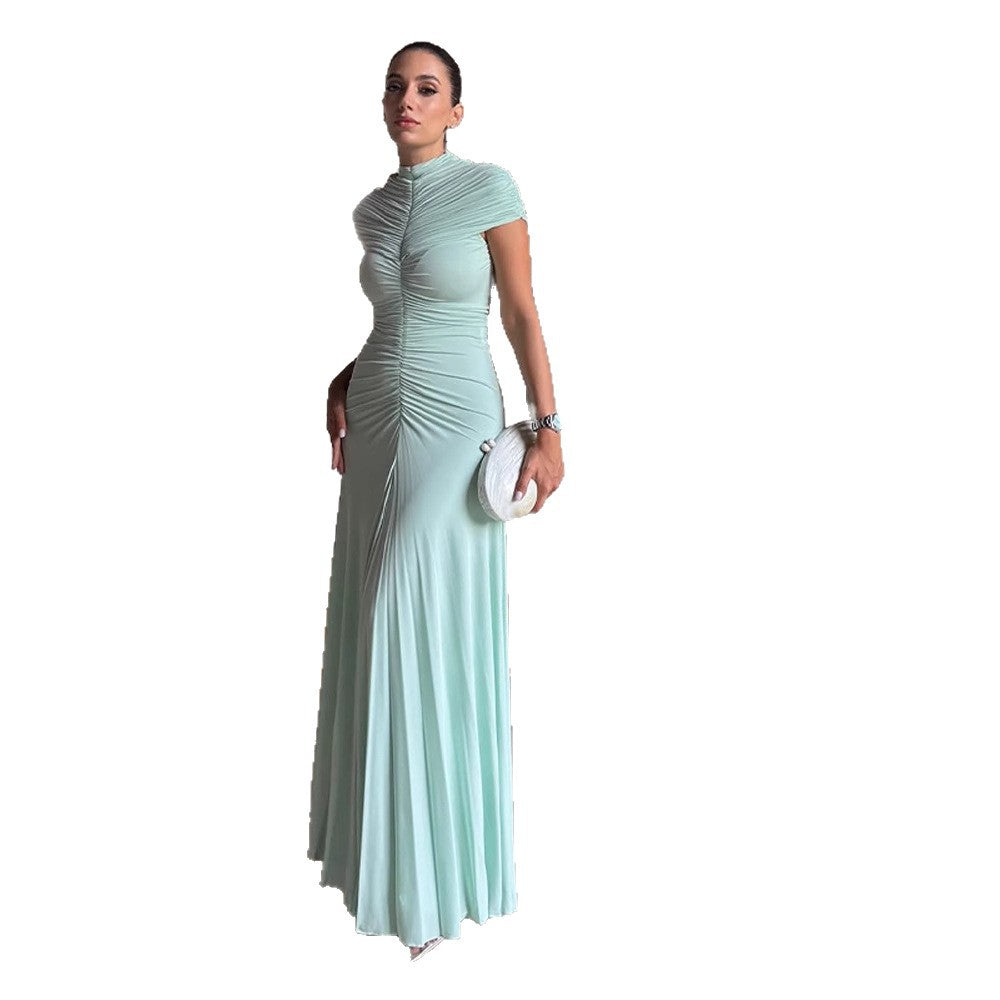 Dame Maxikjole med elegant draperingsdesign Stilla