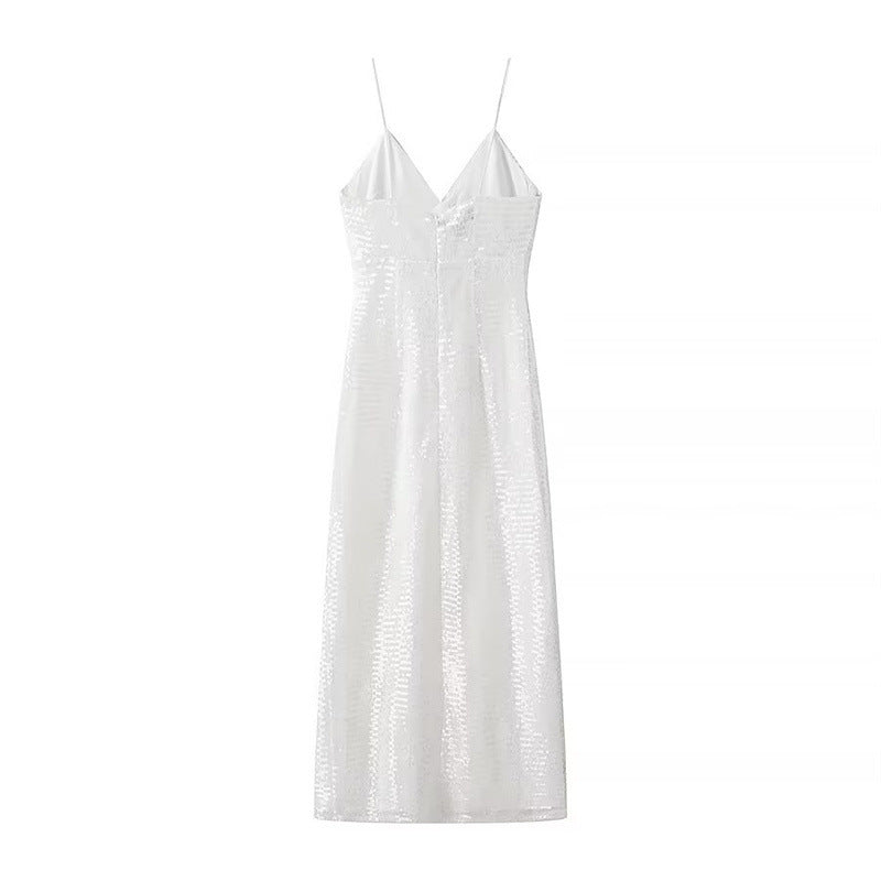 Femme Pailletten Slip Maxi Kjole med sidelæns slids Stilla
