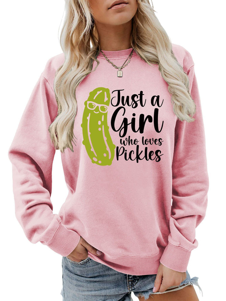 Kvinders sweatshirt med humoristisk agurkmotiv og afslappet pasform Stilla