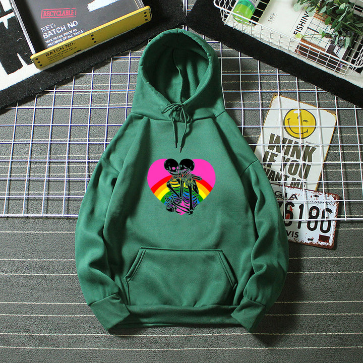Dame hoodie med farverigt kærligheds motiv Skovae