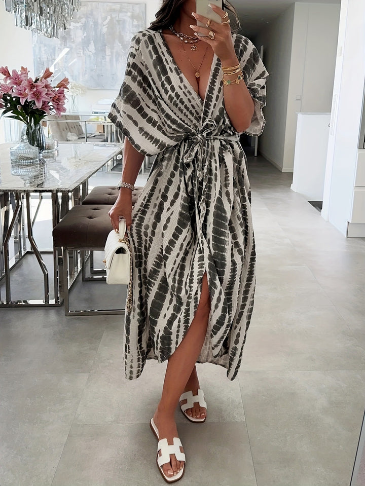 Femme Kimono-stil Maxi kjole med bindebælte Stilla