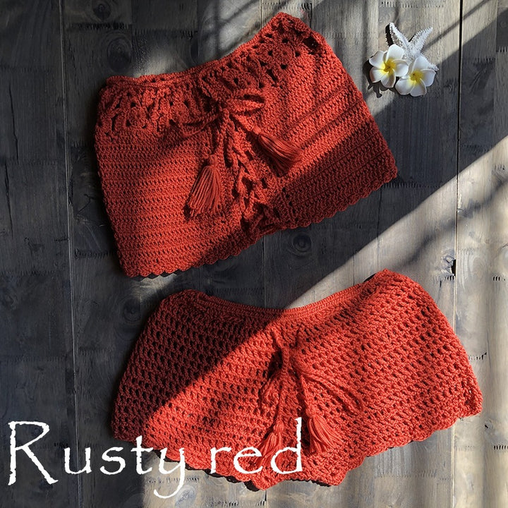 Damehæklede nederdel med frynser Stilla