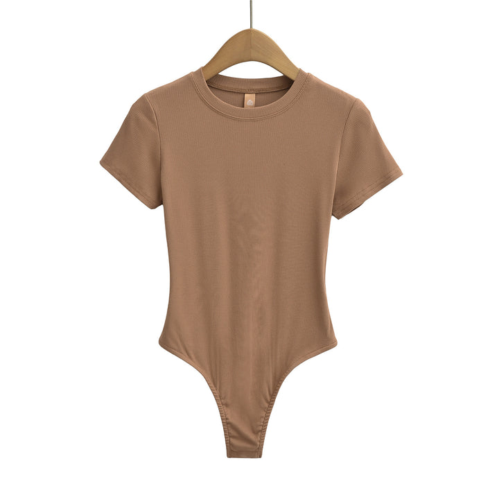 Dame figurnær Bodysuit i høj kvalitet rib-stof med kort ærme Stilla
