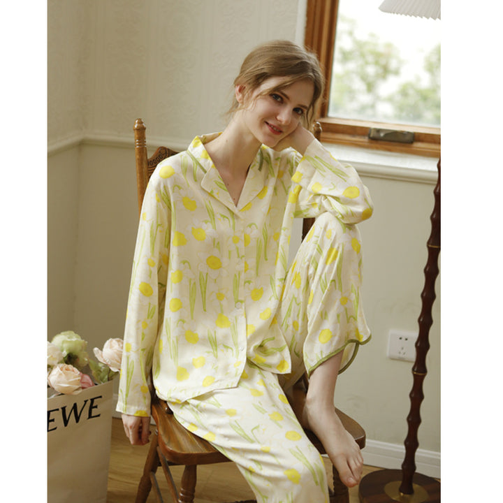 Dame Pyjamasæt med floralt design og åndbare egenskaber Stilla