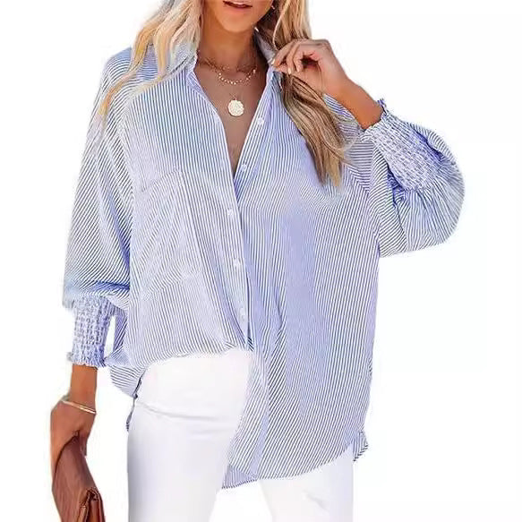 Dame over størrelse skjortebluse med raffineret foldedesign Stilla