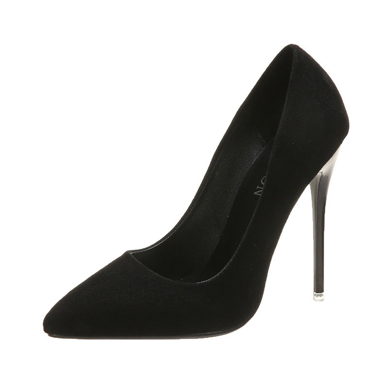 Dame High-Heel Pumps med spids design og luksuriøs velour overdel Stilla