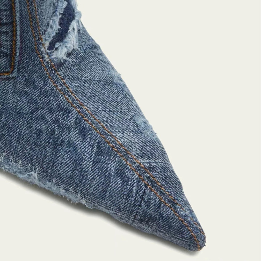 Femme Denim Ankelstøvler med dekorativ krystalspænde Stilla
