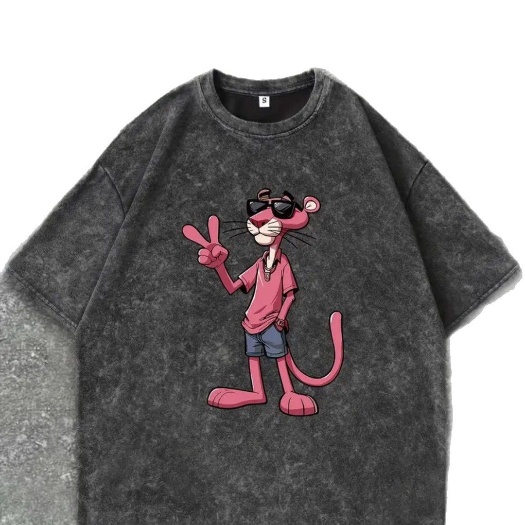 Dame T-shirt med kreativt cartoon-tryk og afslappet snit Stilla