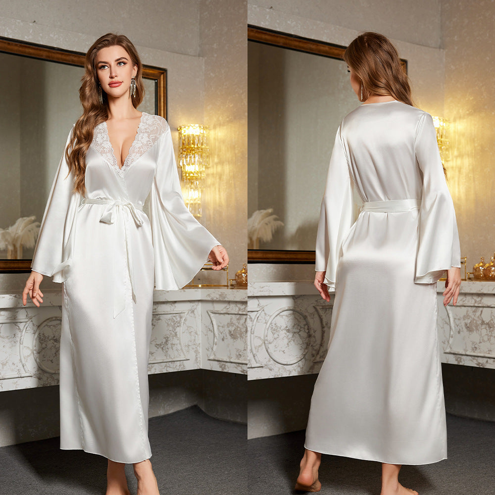 Dame Satin Kimono-rog med elegante spidsudsmykninger og bred pasform Stilla