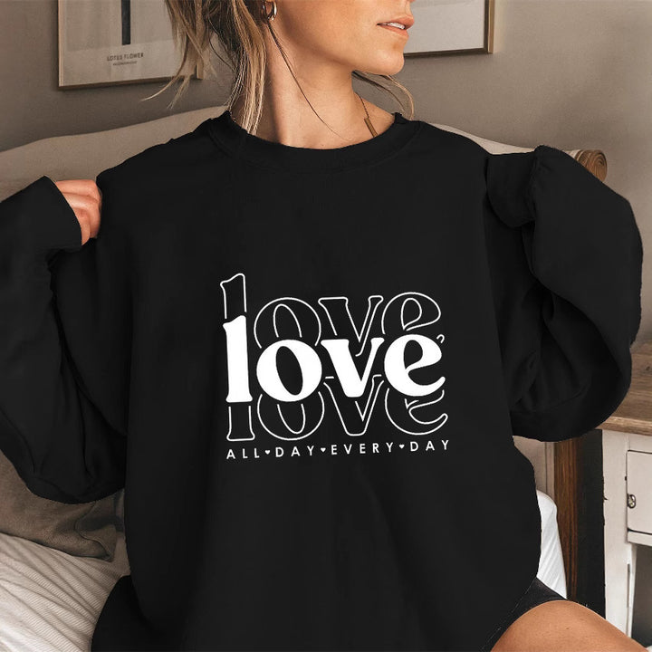 Kvinders sweatshirt med voluminøse ærmer og moderne kærlighedsprint Stilla
