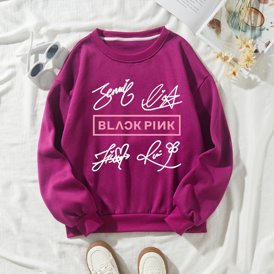 Kvinders casual sweatshirt med kreativ signaturmotiv Skovae