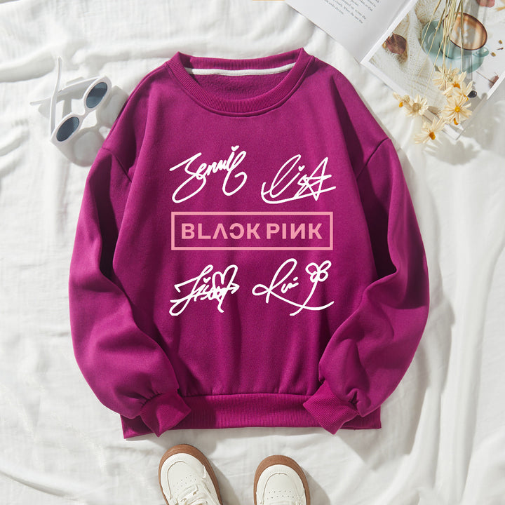 Kvinders casual sweatshirt med kreativ signaturmotiv Skovae