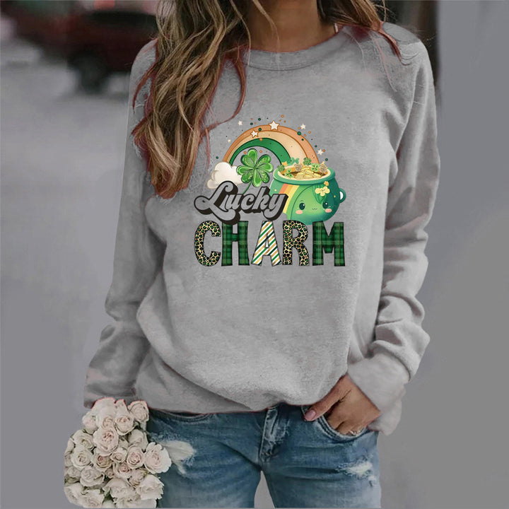 Kvinders sweatshirt med kreativt heldig motiv Stilla