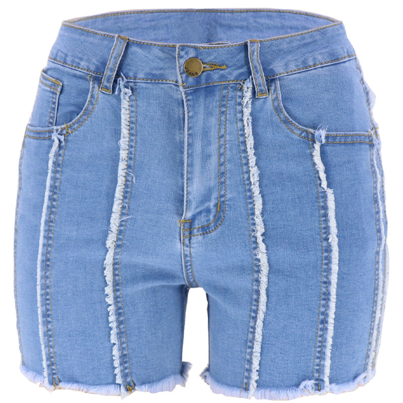 Dame Lækre Ripped Denim-Shorts med høj talje og frynset afslutning Stilla