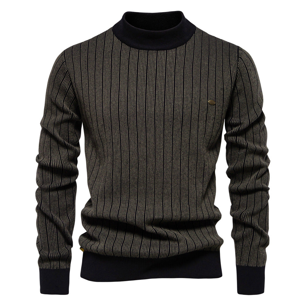 Herrer rullekrave pullover med fint strukturmønster Stilla