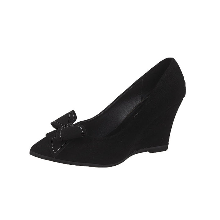 Dame Wedge-Pumps med dekorativ sløjfe-applikation og behagelig indvendig polstring Stilla