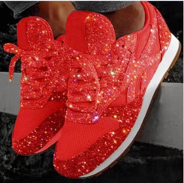 Dame Sneakers med glitrende strassdesign og åndbar overmaterialestruktur Stilla
