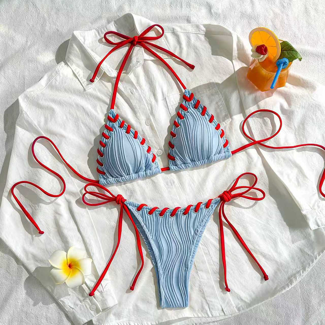 Dame triangle bikini med ruffle detaljer Skovae