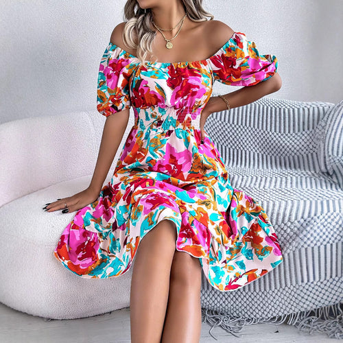 Dame Off-Shoulder fritidkjole med volumøse ærmer Stilla