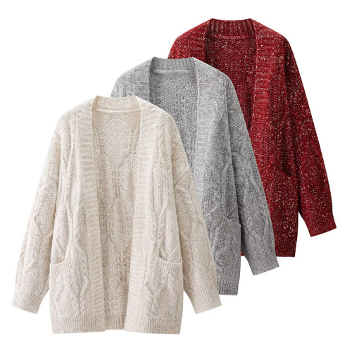 Kvinders chunky strik cardigan med praktiske lommer Stilla