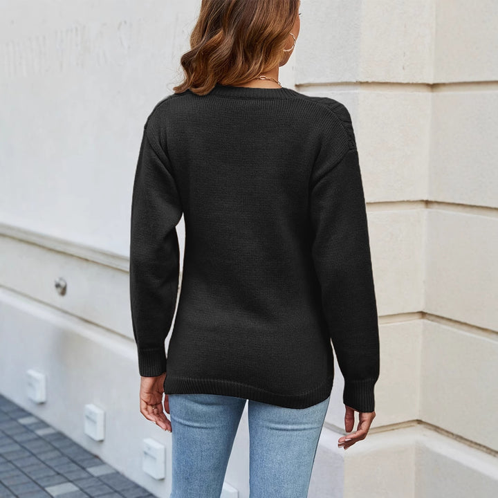 Dame hyggelig V-hals sweater i omslagsstil Stilla