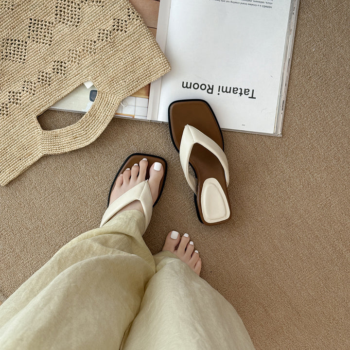 Femme Trendy Quadratzehen-Tanga-Sandaler med polstret fodseng Stilla