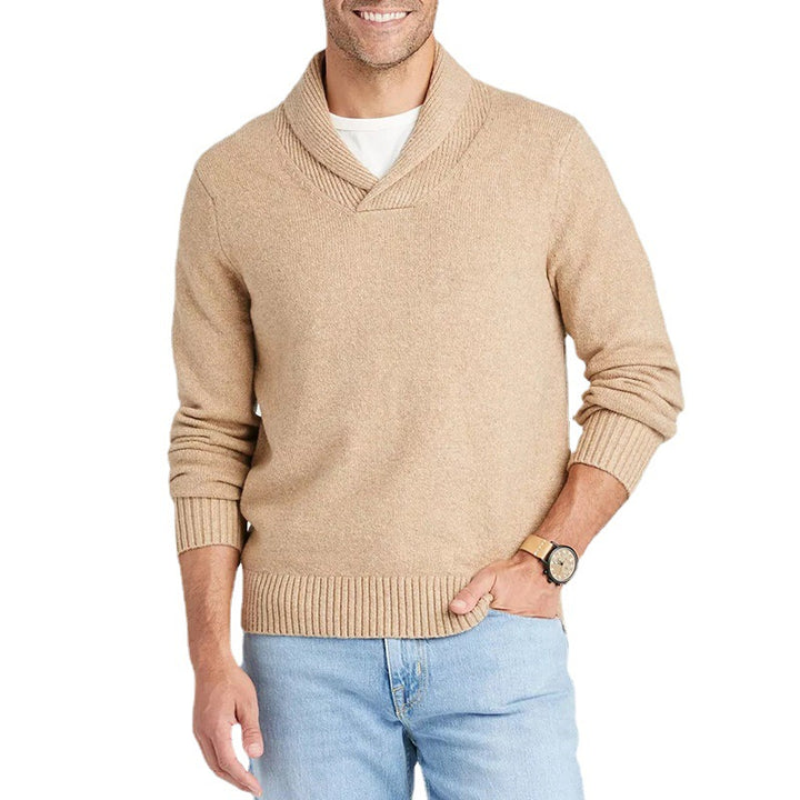 Herre elegant sweater med sjalskrave og ribstruktur Stilla