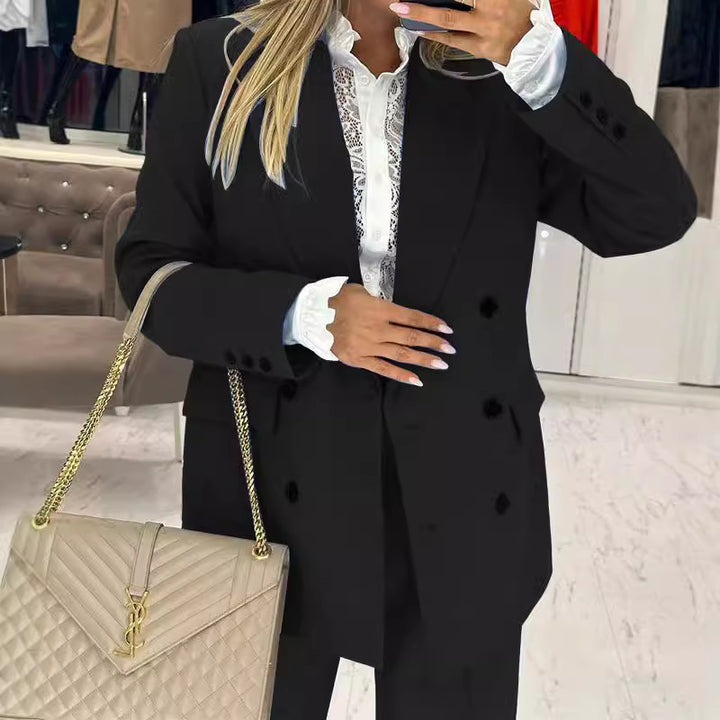 Dame Dobbelt-knappet Blazer-sæt med elegante detaljer Stilla