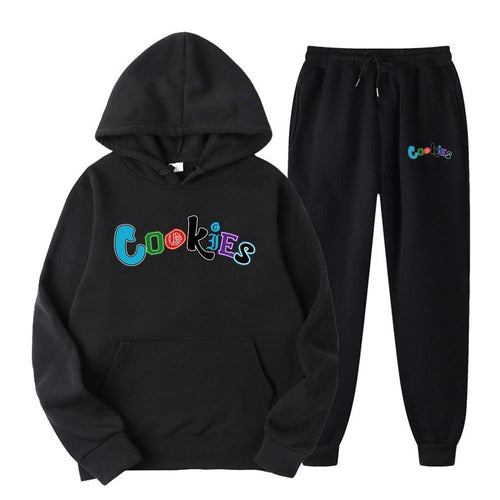 Women's Hoodie og Jogging Pants Sæt med Farverig Grafikprint Skovae