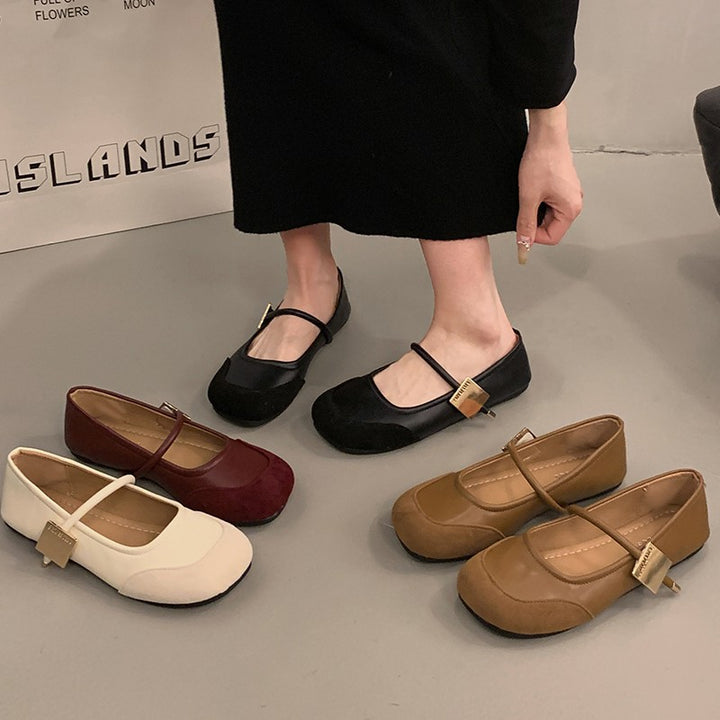 Dame Elegante Mary Jane Balletsko med dekorativ rem Stilla