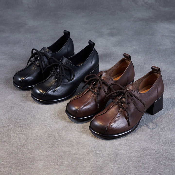 Dame Elegant Snøre Blokhæl Oxfords Stilla