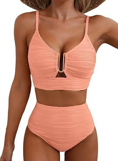 Dame Højskåren Bikini med Rynker Skovae