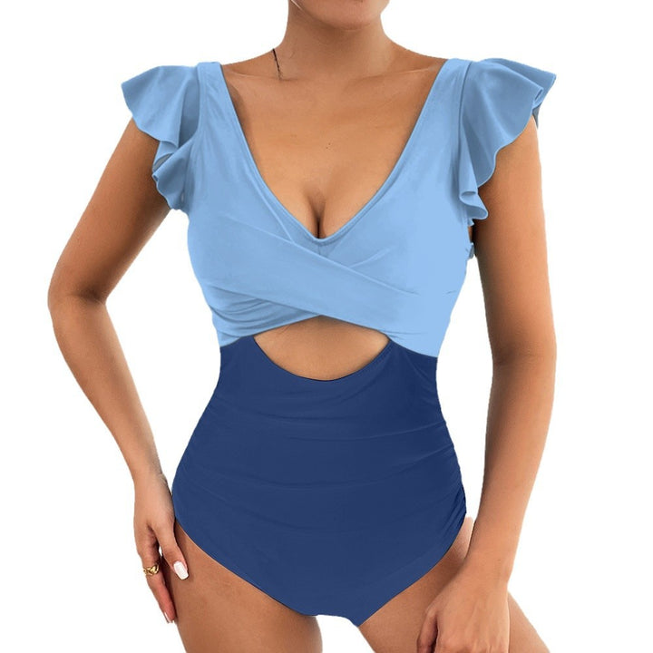 Dame Én-delt Badedragt med fashionabelt Knytdesign og elegante Flæsedetaljer Stilla