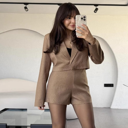Dame Elegant og moderne Blazer-Shorts-Sæt med struktureret design Stilla