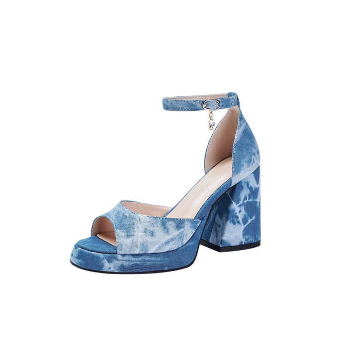 Femme Chunky Heel Peep-Toe Platform Sandaler Stilla