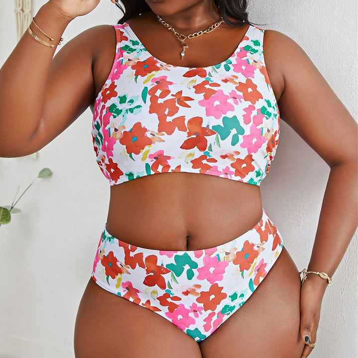 Dame bikini-sæt med blomstermønster og høj talje Skovae