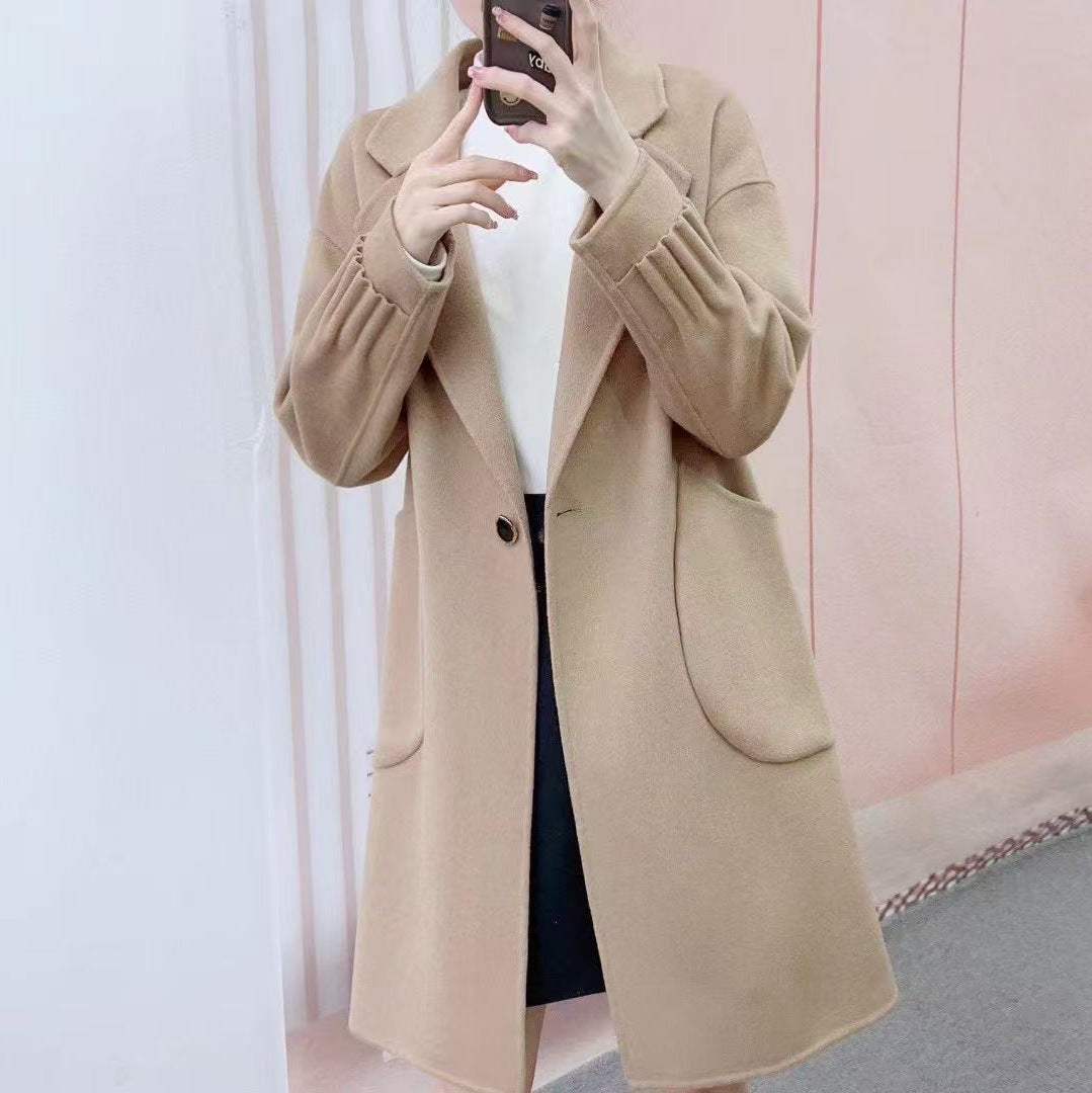 Damer Elegant Oversized lang Blazer med lommer og flot knap Stilla