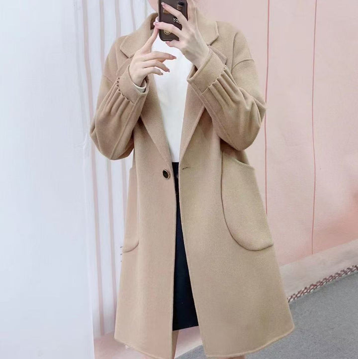 Damer Elegant Oversized lang Blazer med lommer og flot knap Stilla