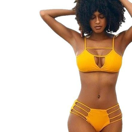 Dame Designer-bikini med cut-outs og remme Skovae
