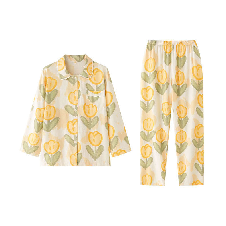 Dame Pyjama-sæt med blomster mønster og komfortabel pasform Stilla
