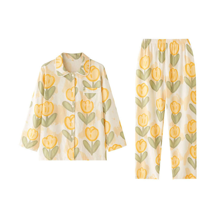 Dame Pyjama-sæt med blomster mønster og komfortabel pasform Stilla