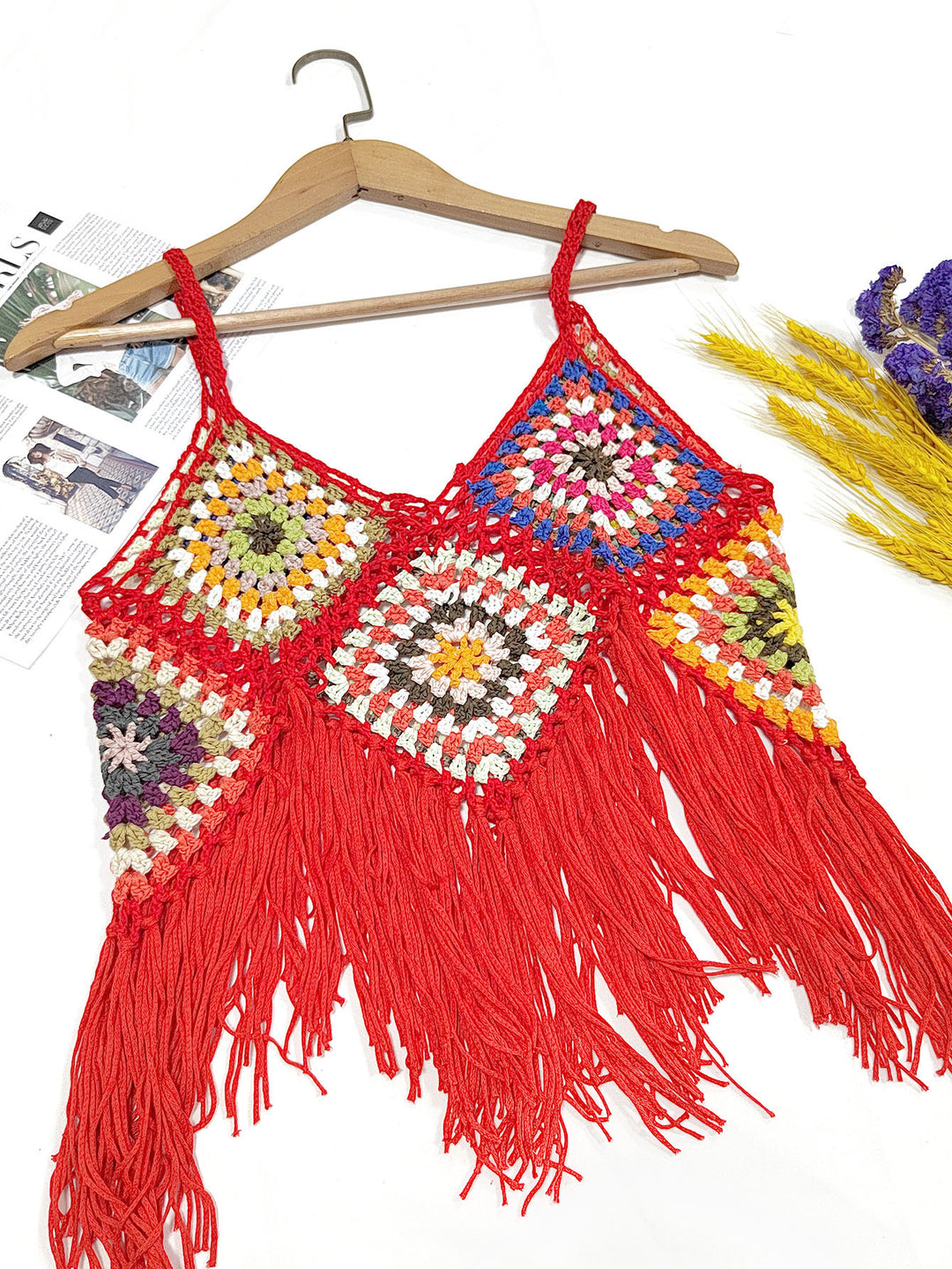 Dame Hækle-fringe Crop Top Stilla