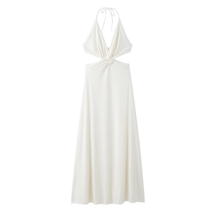 Dame Halterneck Maxi Kjole med Twist-Detail Stilla