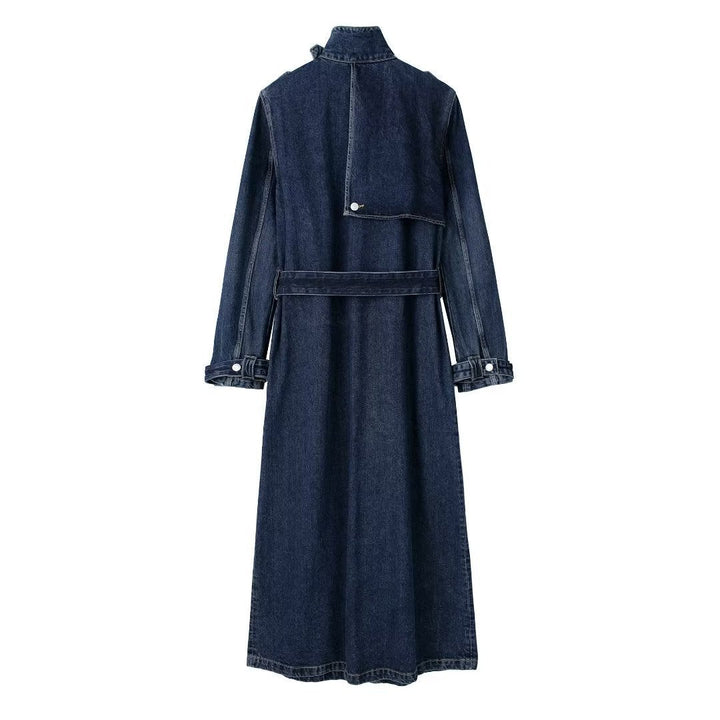 Stilla | Fashionabel Denim Belte Lang Trench Coat