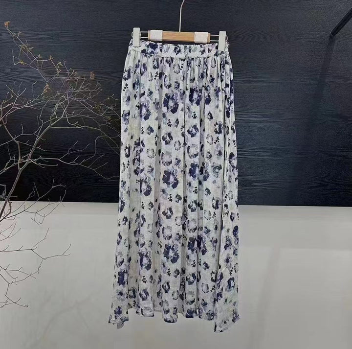 Femme Floral Print Maxi Nederdel Stilla