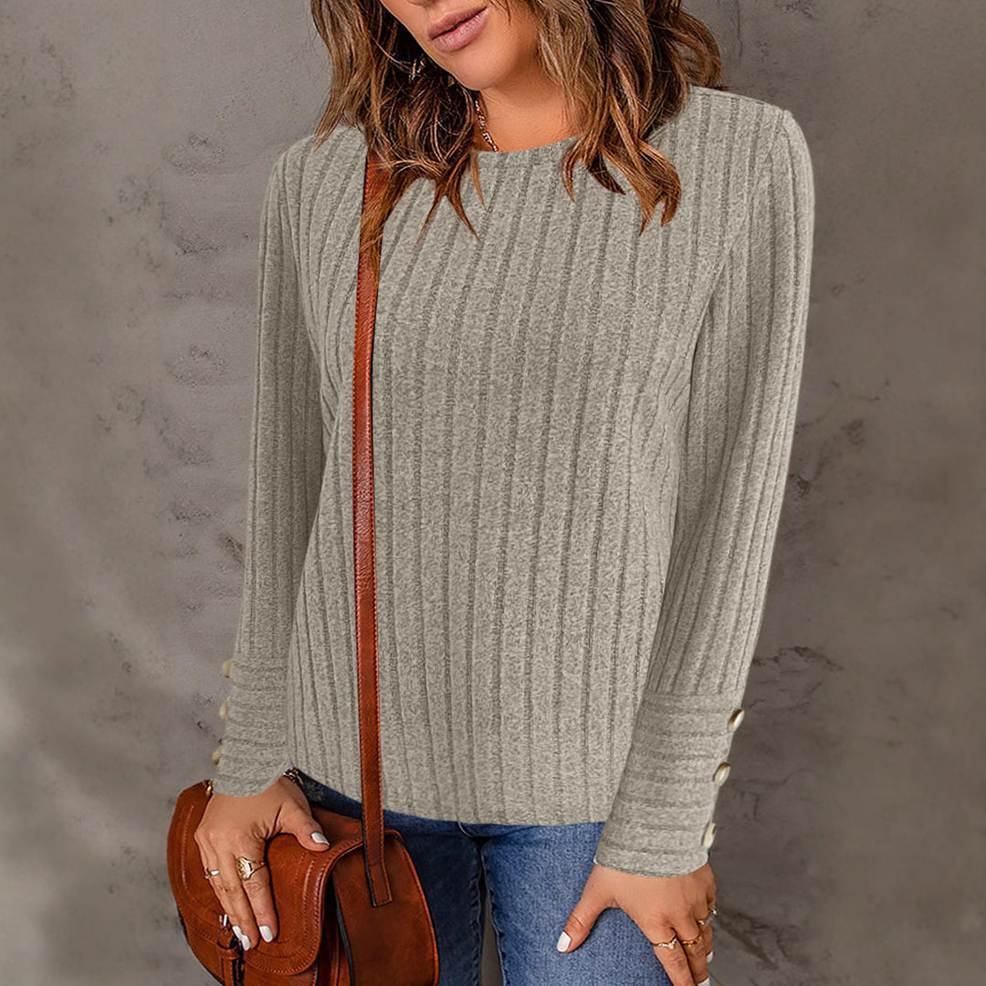 Dame Struktureret Pullover med moderne Knapper Stilla