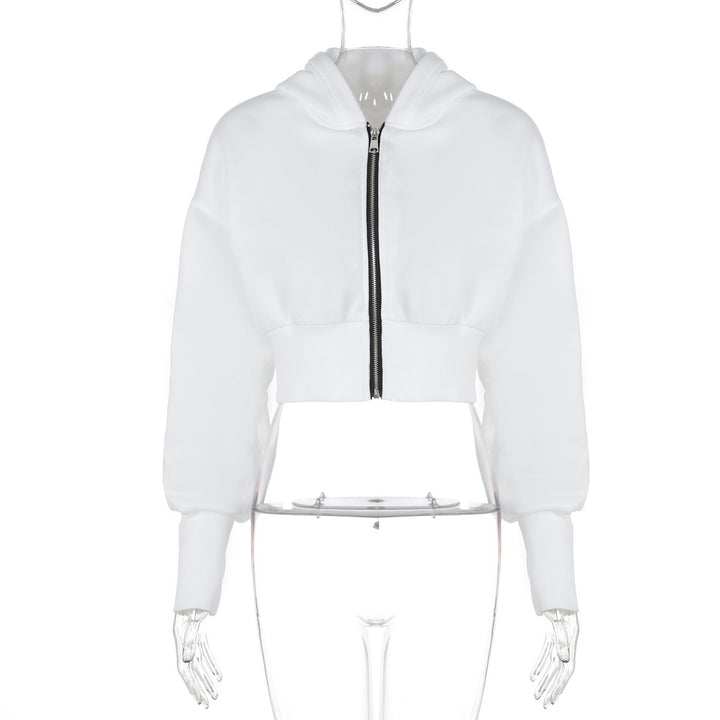 Dame Crop-Hoodie med lynlås og afslappet snit Stilla