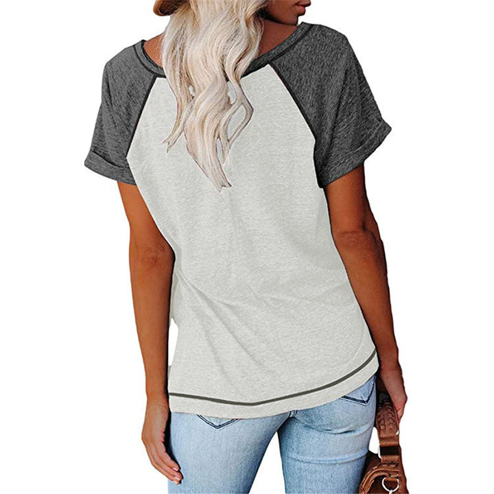 Dame afslappet T-shirt med knapliste og raglanærmer Stilla