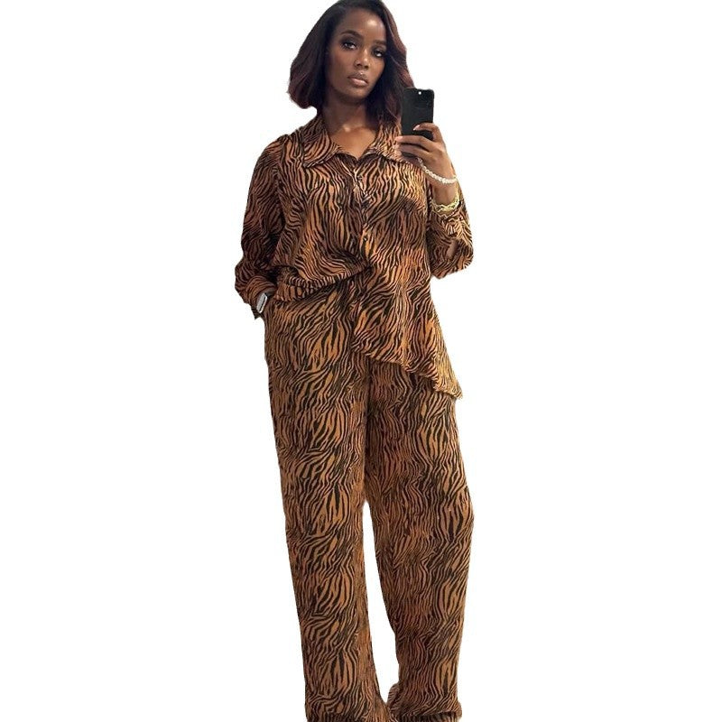 Dame Satin Pyjamas med dyreprint Stilla