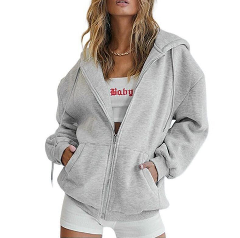 Dame oversized hoodie jakke med praktiske lommer Skovae